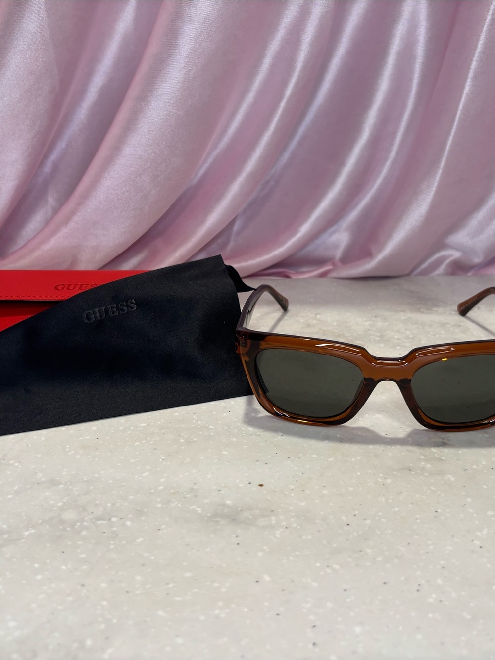 GUESS Tortoise Shell Cat-Eye Sunglasses with Dark Lenses